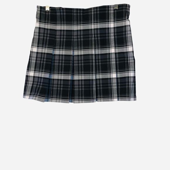Shinestar Black Plaid Pleated Stretch Waist Skirt Women’s Size L - Picture 3 of 7